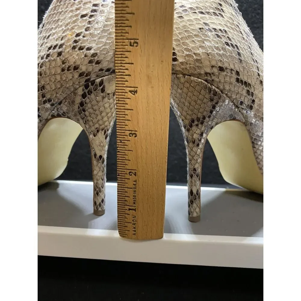 Steve Madden Gaber Beige Suede Snake Print Heels Stiletto Size‎ 8.5M